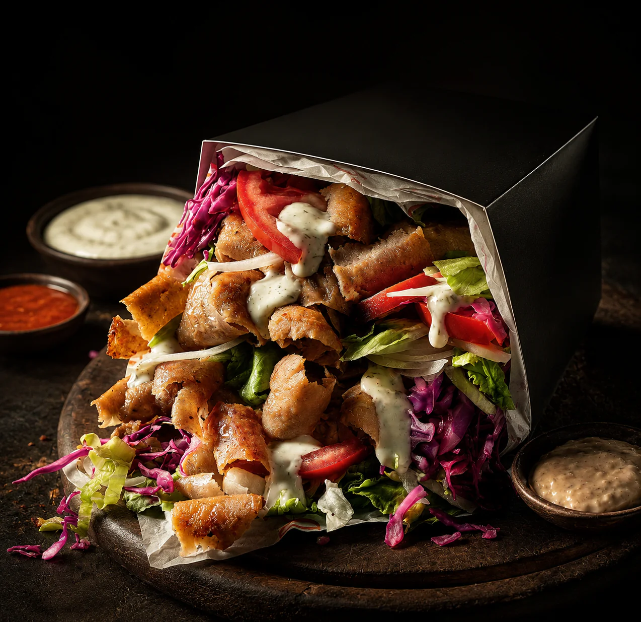 Stilisierter Döner mit Salat und Zaziki