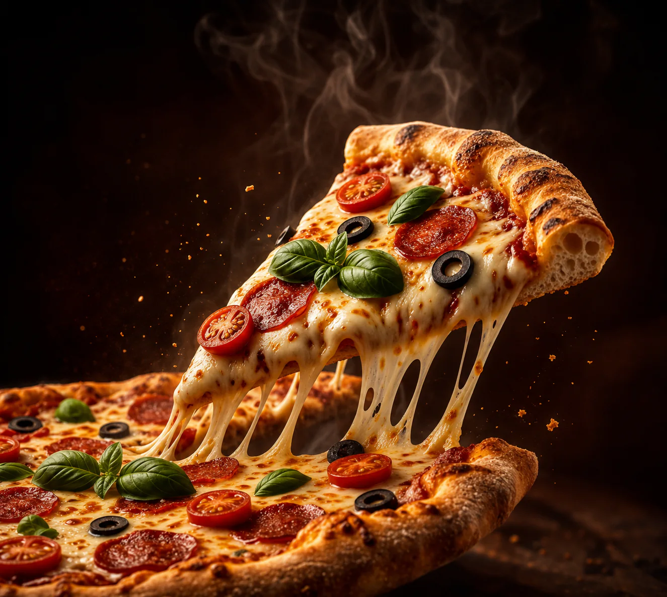 Stilisierte Pizza mit geschmolzenem Käse